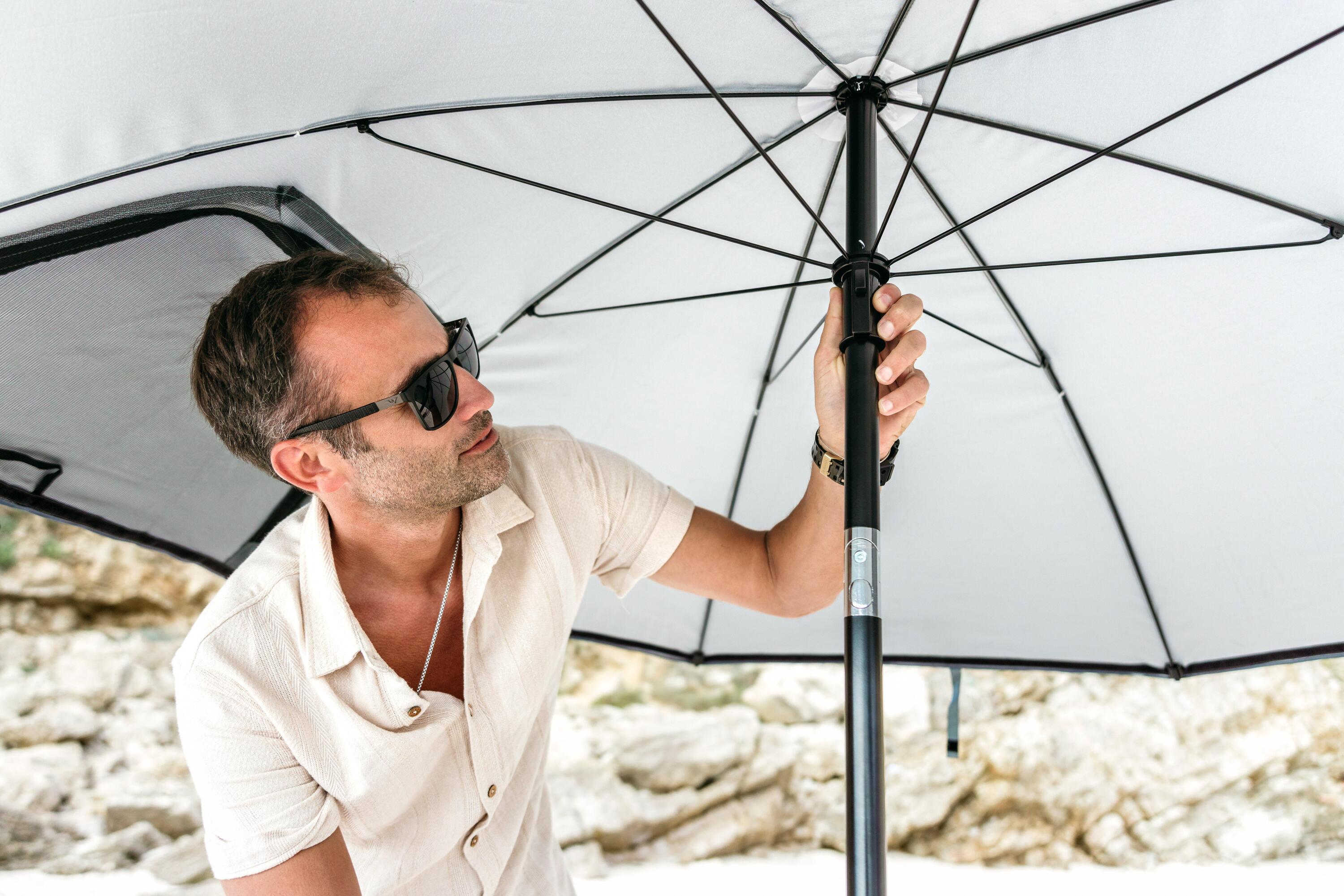 Parasol de plage Premium - Coupe-vent - 200cm - Gris 6/8