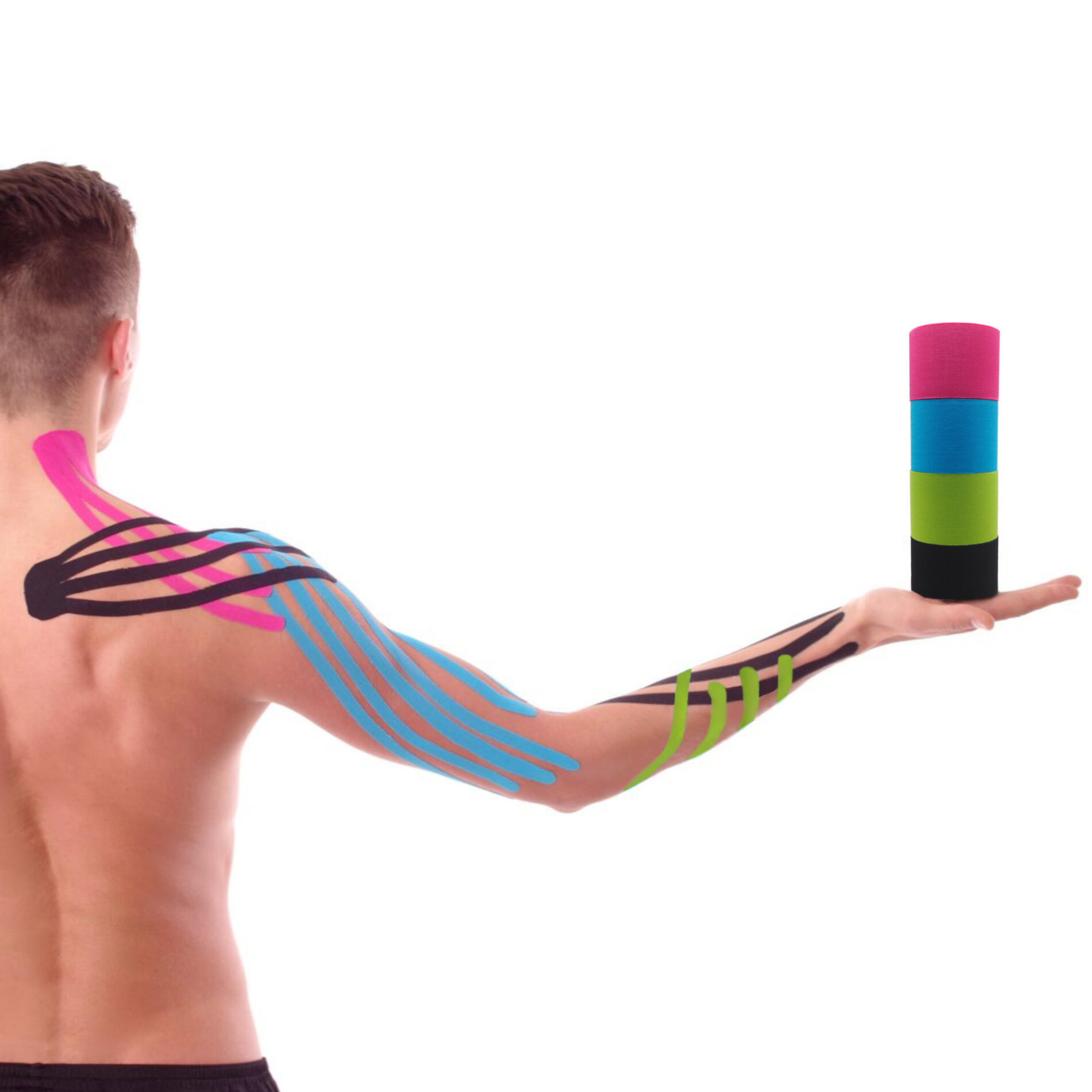 4 Rouleaux Bande de Kinésiologie Professionnelle plus e-Book, Kinesio 5cm x 5m 3/6