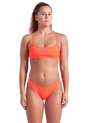 Arena Bandeau-Bikini – Koralle / Pflaume – Größe 28
