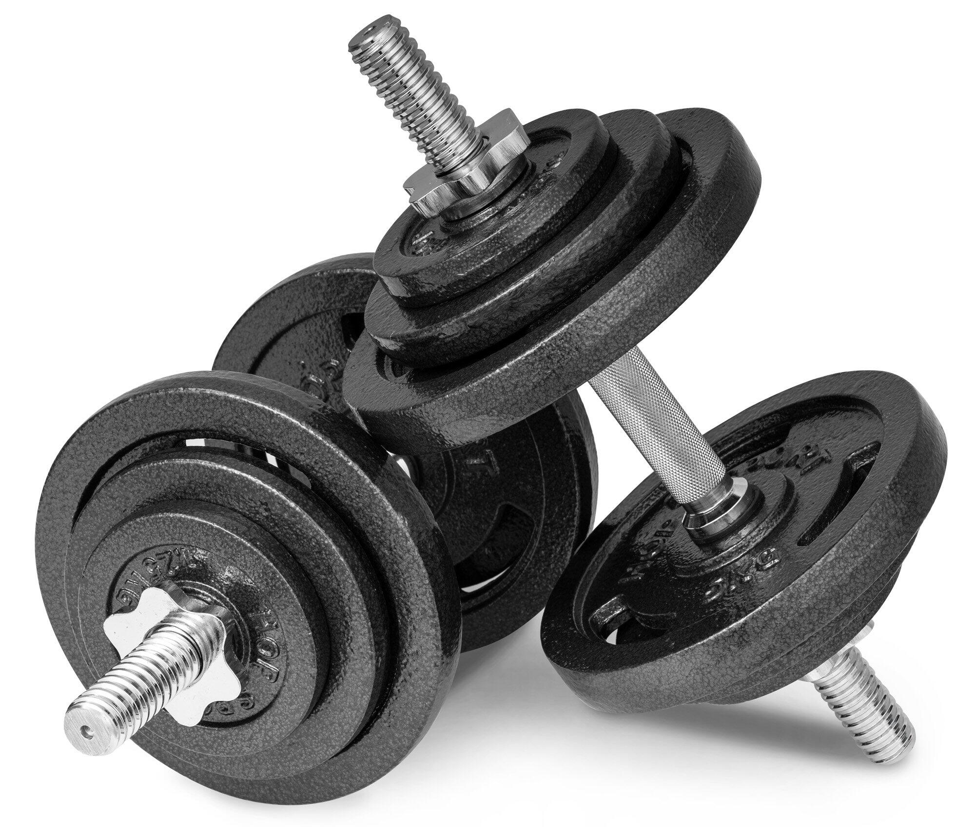 Manubri in ghisa regolabili Hop-Sport, peso 2x20kg con guanti 7/7