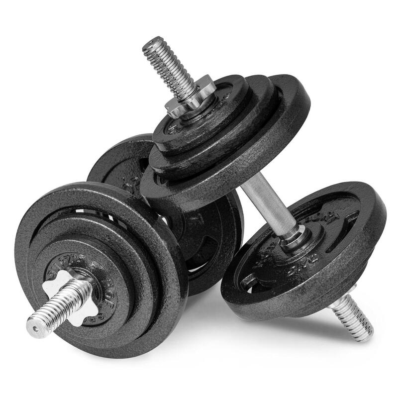 Hantle żeliwne Hop-Sport strong 2x20kg z rękawiczkami