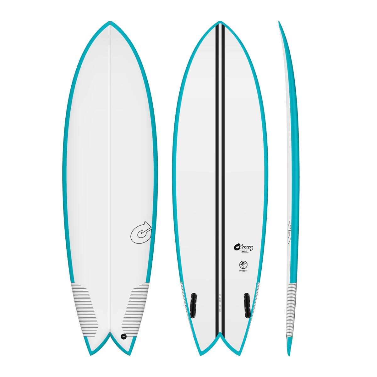Torq - Fish Twin Tec 5'10"- Planche De Surf Fish 5'10 - Planche De Surf - Blanc|bleu - Taille Unique - Decathlon