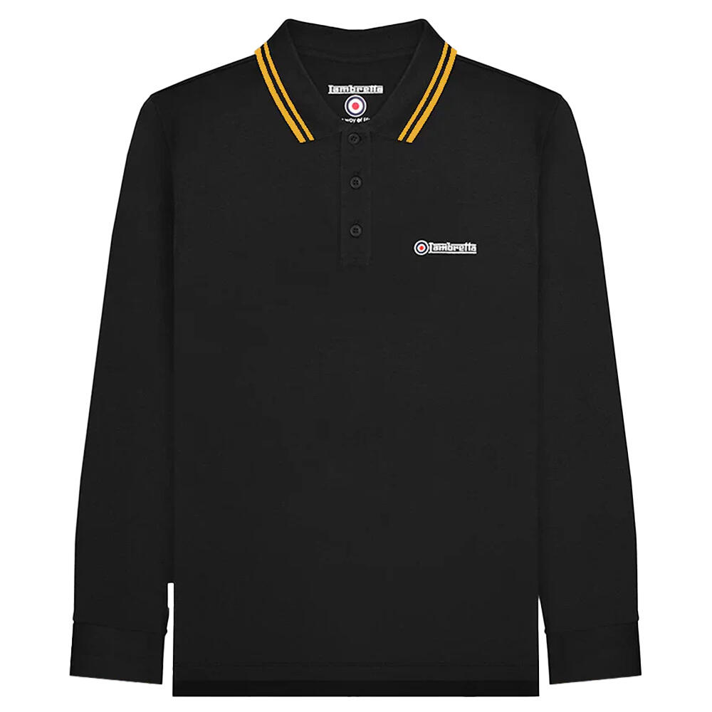 Lambretta Mens Tipped Long-Sleeved Polo Shirt