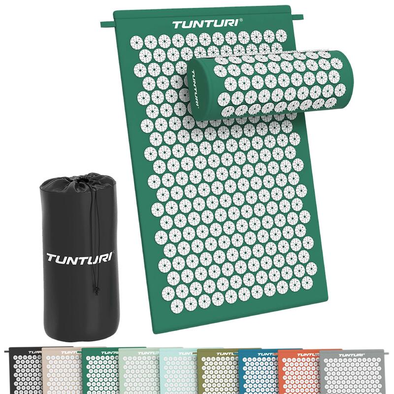 Mata do akupresury z poduszką TUNTURI ACUPRESSURE MAT AND PILLOW zielona