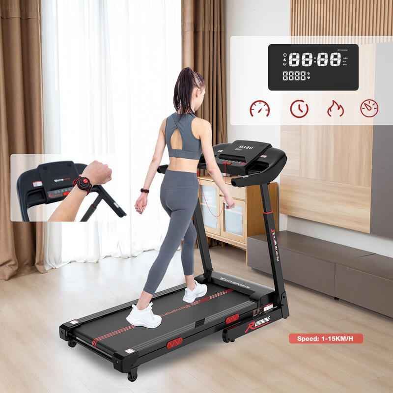 Tapis de Course Pliable et Inclinable 15%-WP16-2200W-15km/h-APP-Télécommande