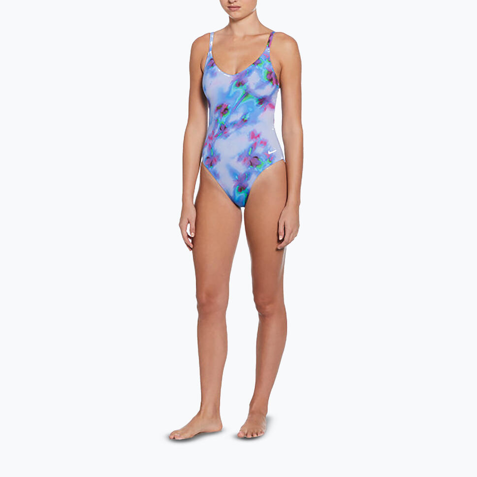 Strój pływacki jednoczęściowy damski Nike Floral Blur V-Neck