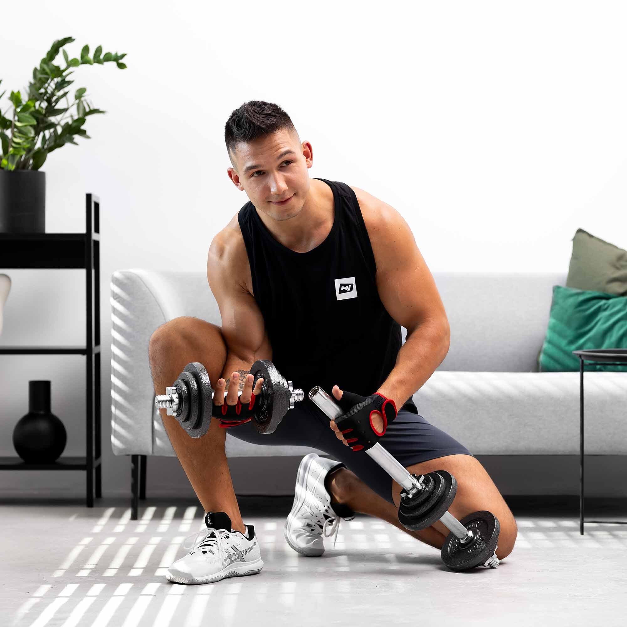 Set D'haltères En Fonte 59 Kg – Avec 2 Barres Courtes, 1 Barre Longue, Disques Ajustables Pour Muscu Maison