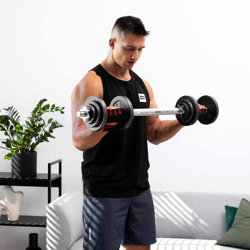 Set gantere fontă pentru antrenament 2x10kg Hop-Sport HS-ID2x10C