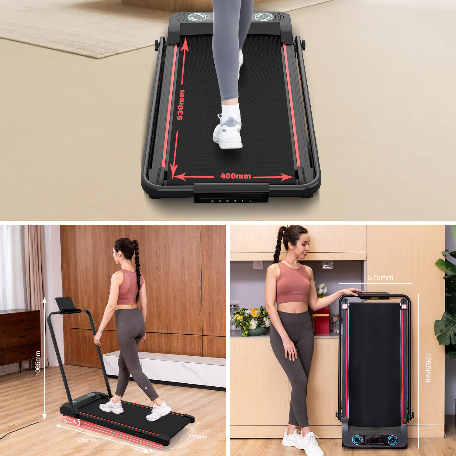 Cinta de Correr Plegable e Inclinable 3.6%-ZX4-1400W-10KM/H-LCD-Control Remoto 4/5