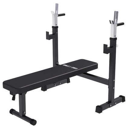 Banc Musculation avec Support - Banc Pliable, Acier Support Barre Musculation