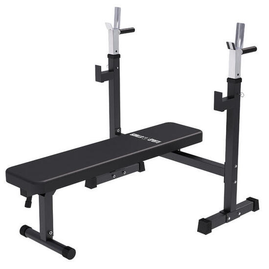 Banc Musculation avec Support - Banc Pliable, Acier Support Barre Musculation