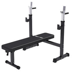 Banc Musculation avec Support - Banc Pliable, Acier Support Barre Musculation