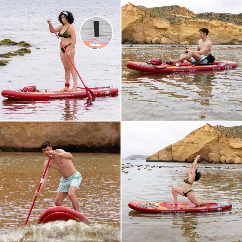 Nafukovací Paddleboard Prkno s Příslušenstvím, HUIIKE, Vínová, Stabilita