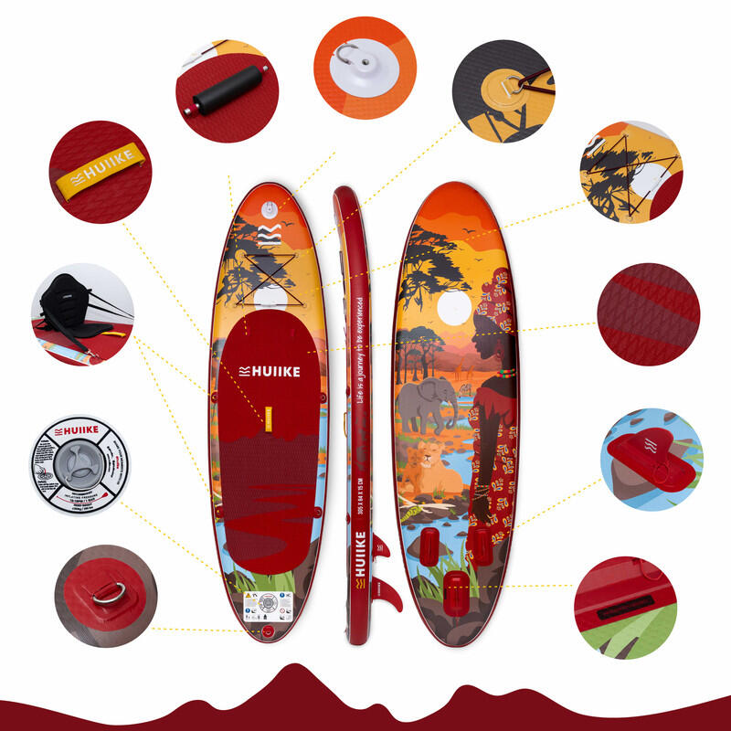 Nafukovací Paddleboard Prkno s Příslušenstvím, HUIIKE, Vínová, Stabilita