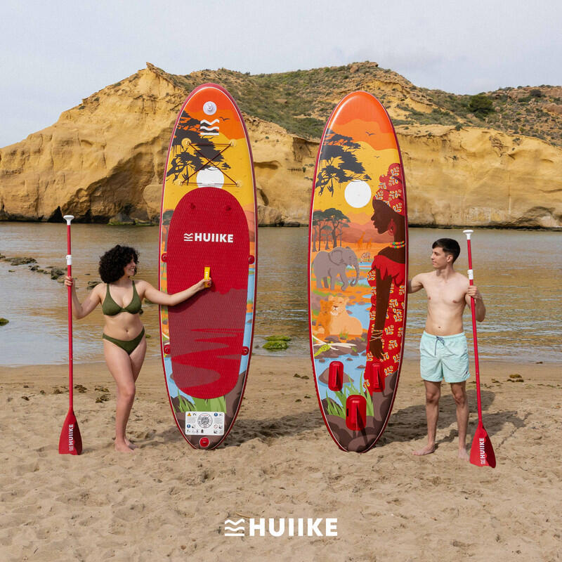 Paddle Gonflable Adulte Accessoires Premium HUIIKE, Bordeaux, Haute Stabilité