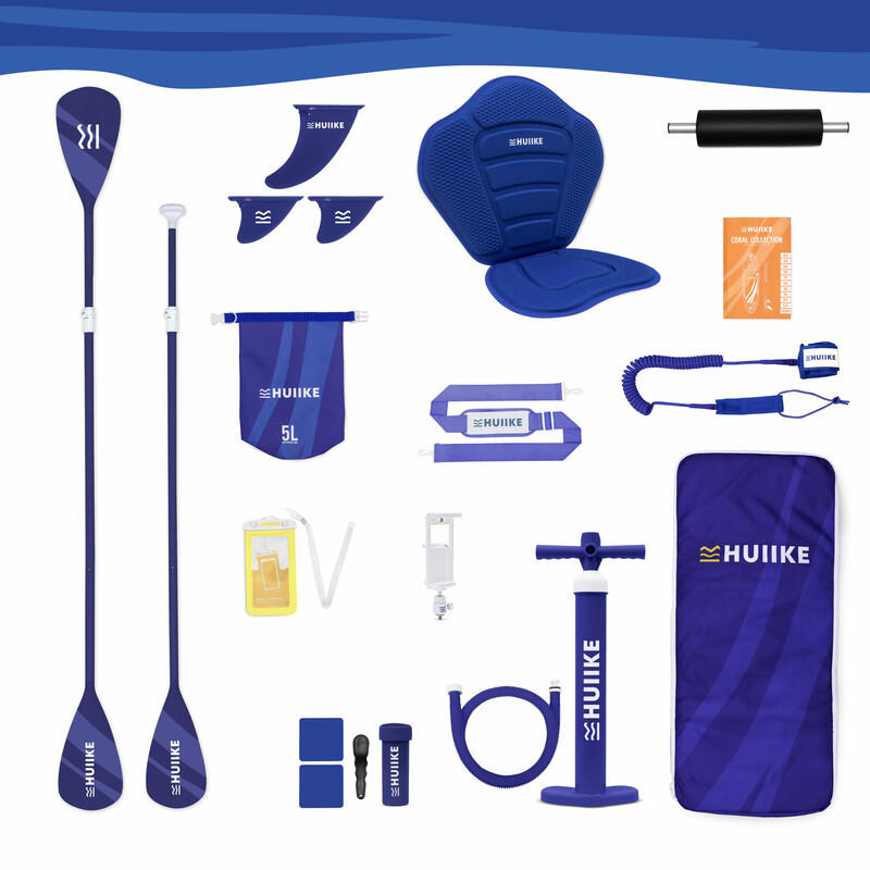 Opblaasbaar Supboard met Premium Accessoire HUIIKE, Blauw, Hoge Stabiliteit 3/8