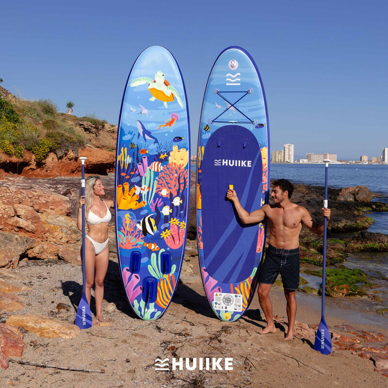 Opblaasbaar Supboard met Premium Accessoire HUIIKE, Blauw, Hoge Stabiliteit 7/8