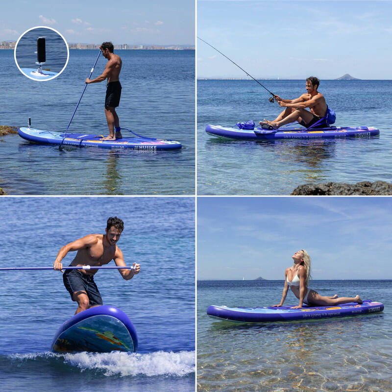 Opblaasbaar Supboard met Premium Accessoire HUIIKE, Blauw, Hoge Stabiliteit 5/8