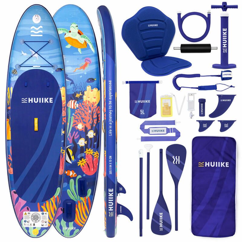 Nafukovací Paddleboard Prkno s Příslušenstvím, HUIIKE, Modrá, Stabilita