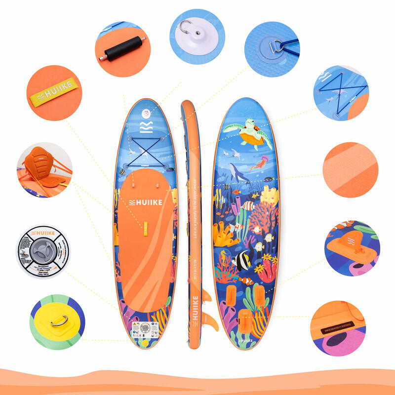 Nafukovací Paddleboard Prkno s Příslušenstvím, HUIIKE, Korálová, Stabilita