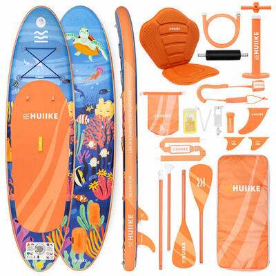 Opblaasbaar supboard met premium accessoire huiike. koraal. hoge stabiliteit