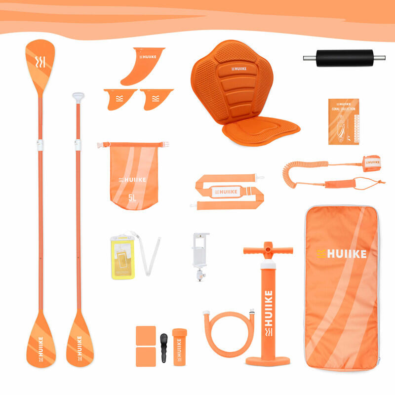 Paddle Gonflable Adulte Accessoires Premium HUIIKE, Corail, Haute Stabilité