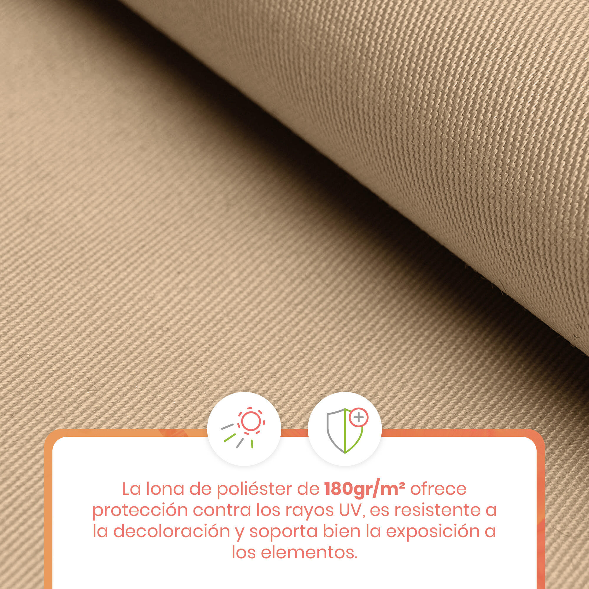 Toldo camping Ajustable sin Taladrar Cityline Beige - 3x1,2m - Protección UV 7/7