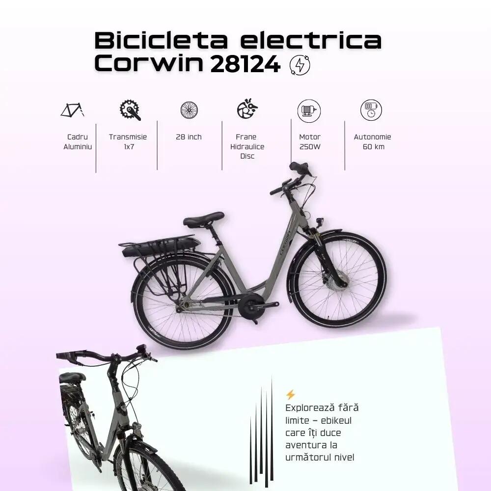 Elektromos kerékpár Corwin 28124 - 28 hüvelyk, M, szürke 3/6