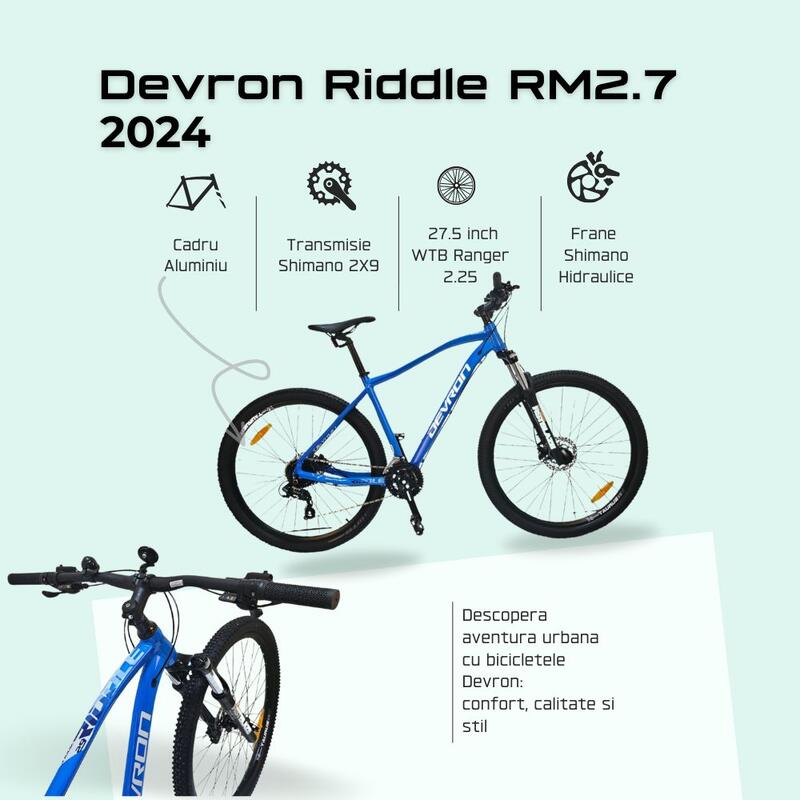 Bicicleta Devron Riddle RM2.7 2024 - 27.5 Inch, L, Albastru
