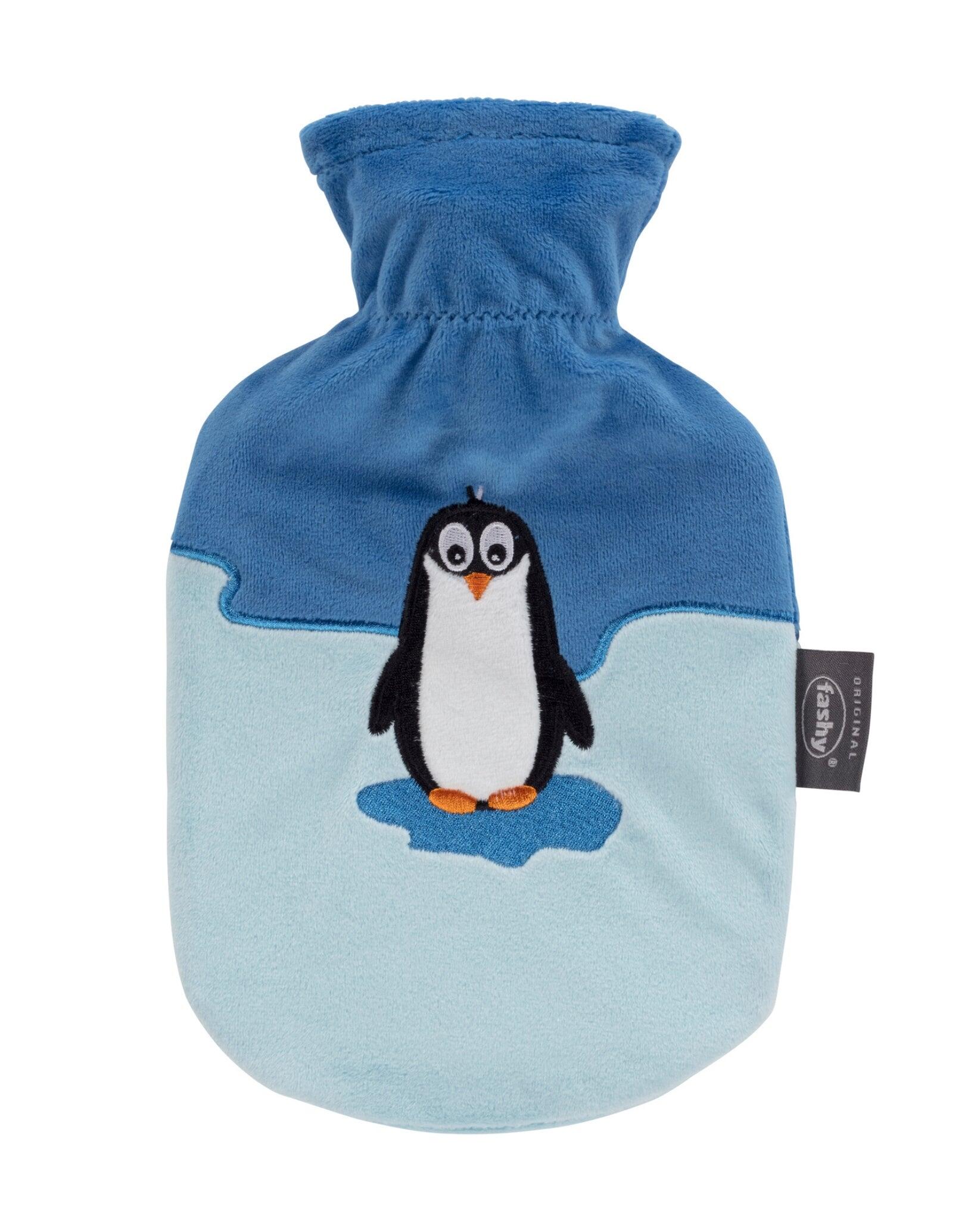 FASHY Fashy 0.8 Litre Hot Water Bottle with Pino Penguin Plush Cover - Blue