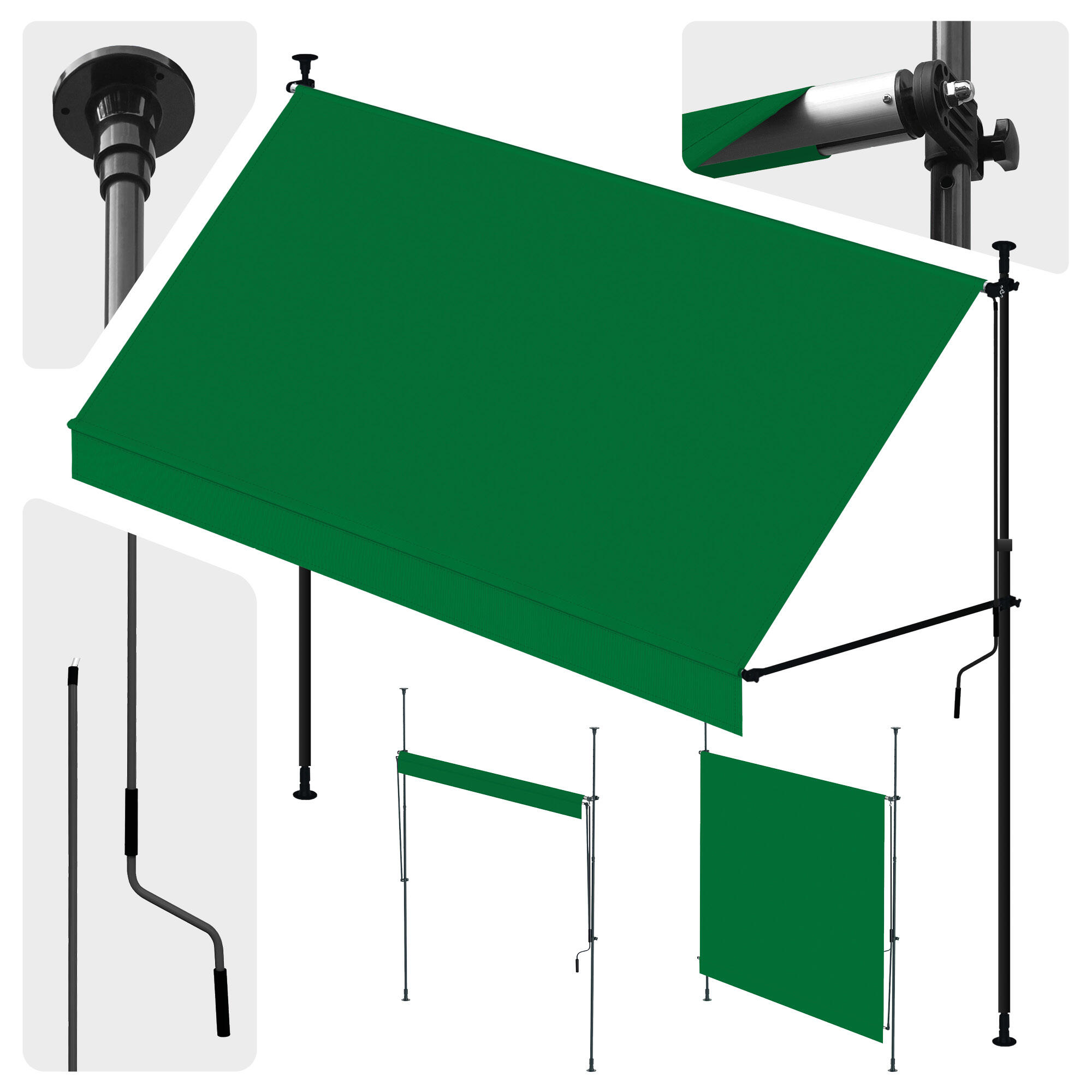 Toldo Cityline SMARTSUN Verde Ajustável sem Perfuração 3x1,2 m - Proteção UV. 4/7