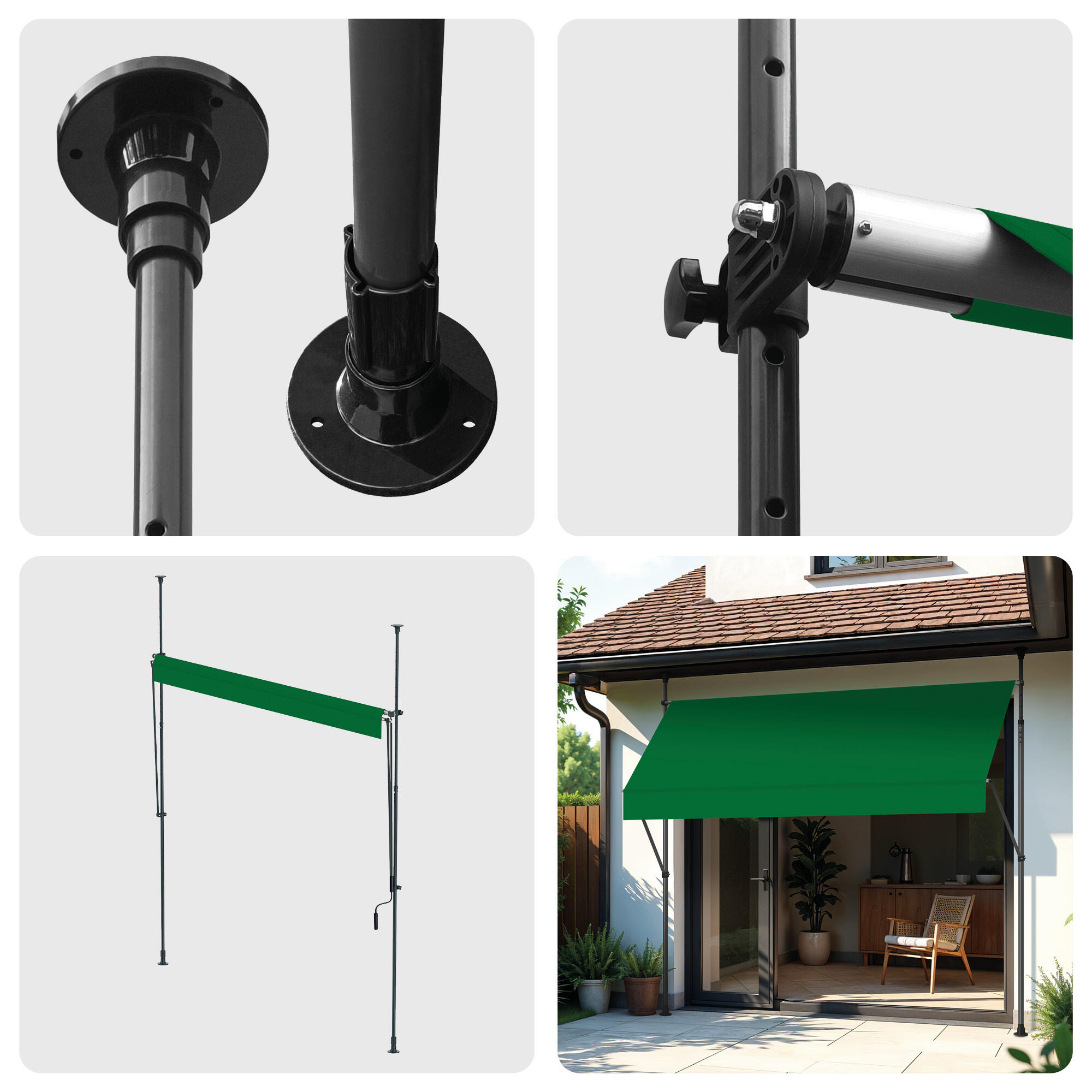 Toldo Cityline SMARTSUN Verde Ajustável sem Perfuração 3x1,2 m - Proteção UV. 3/7