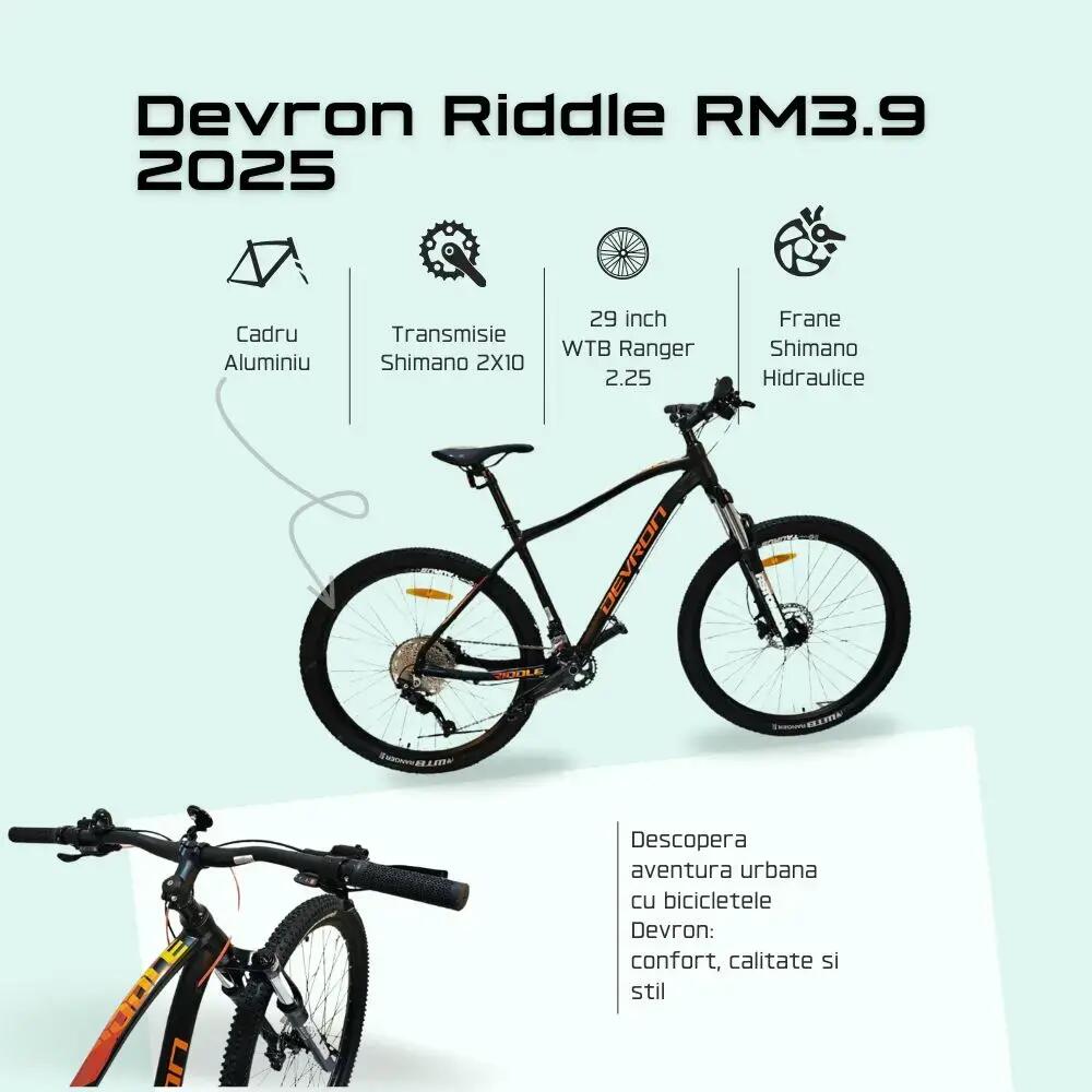Mtb kerékpár Devron Riddle RM3.9 2025 - 29 hüvelyk, M, fekete 3/4