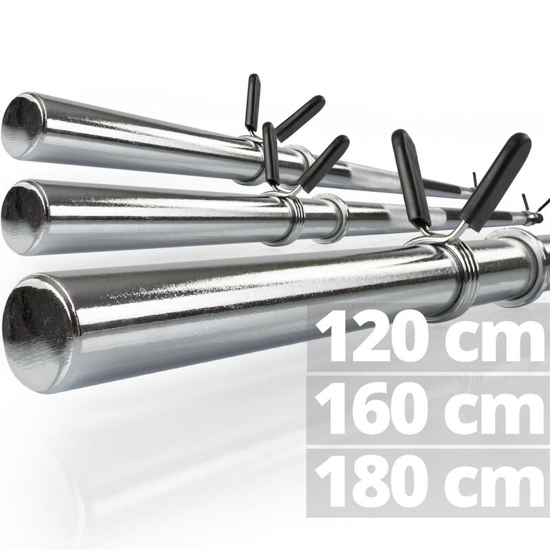 Bara de haltere de 180 cm 30mm pana la 120 kg otel crom blocare cu arc