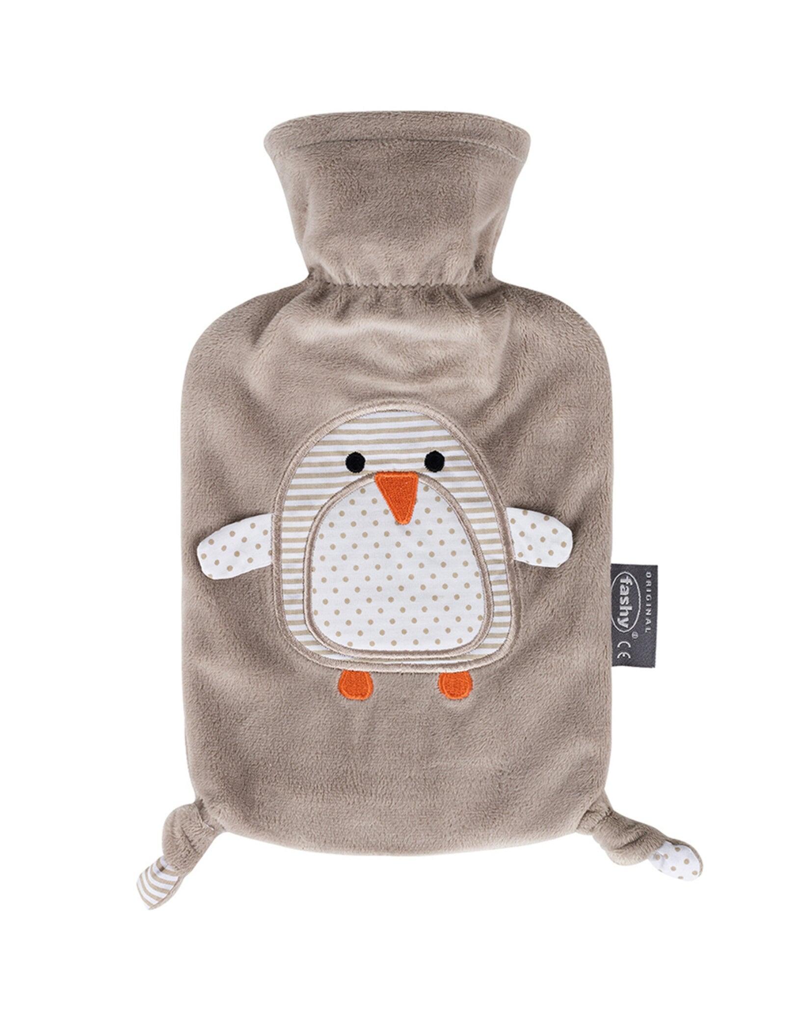 FASHY Fashy 0.8 Litre Hot Water Bottle with Pia Penguin Plush Cover - Taupe