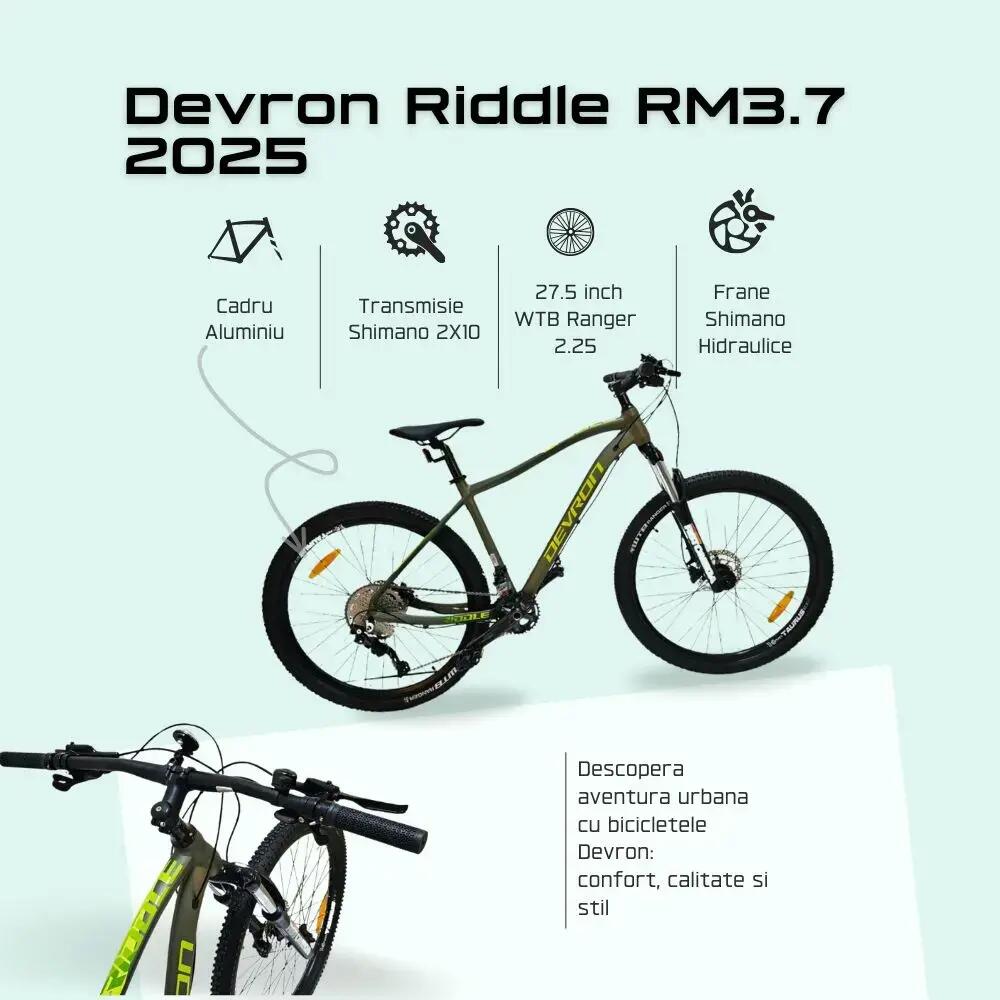 Mtb kerékpár Devron Riddle RM3.7 2025 - 27.5 hüvelyk, M, Zöld 3/4