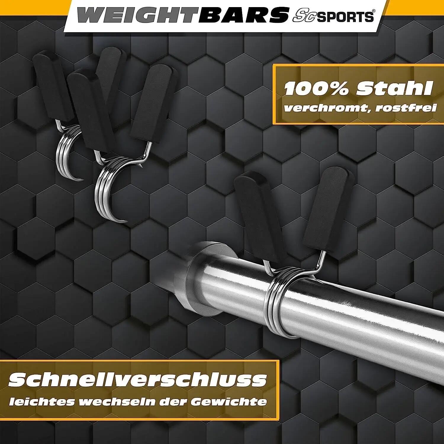 Bara de haltere de 120 cm 30mm pana la 120 kg otel crom blocare cu arc 5/6
