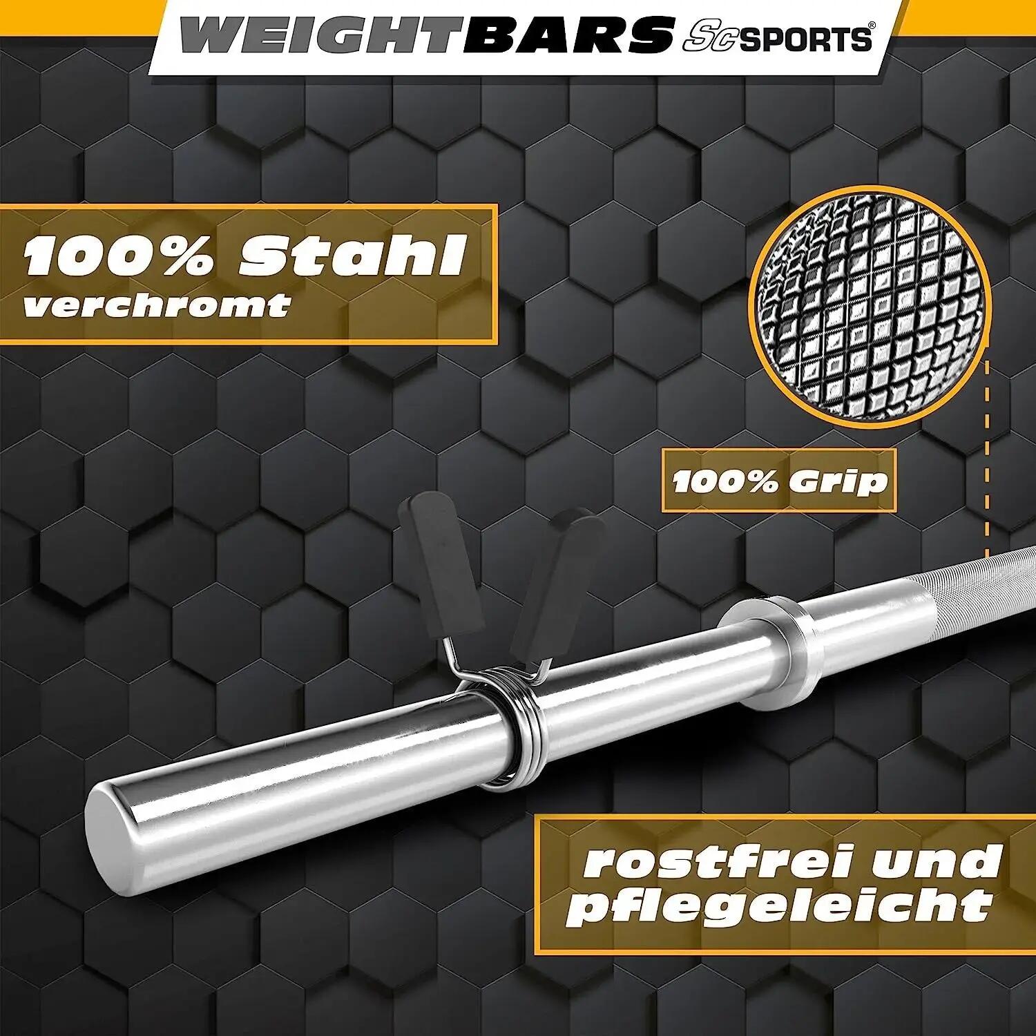Bara de haltere de 120 cm 30mm pana la 120 kg otel crom blocare cu arc 4/6