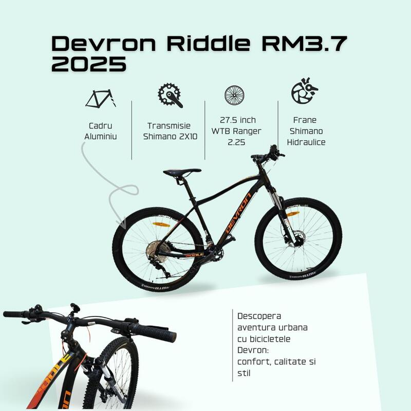 Bicicleta Mtb Devron Riddle RM3.7 - 27.5 Inch, S, Negru