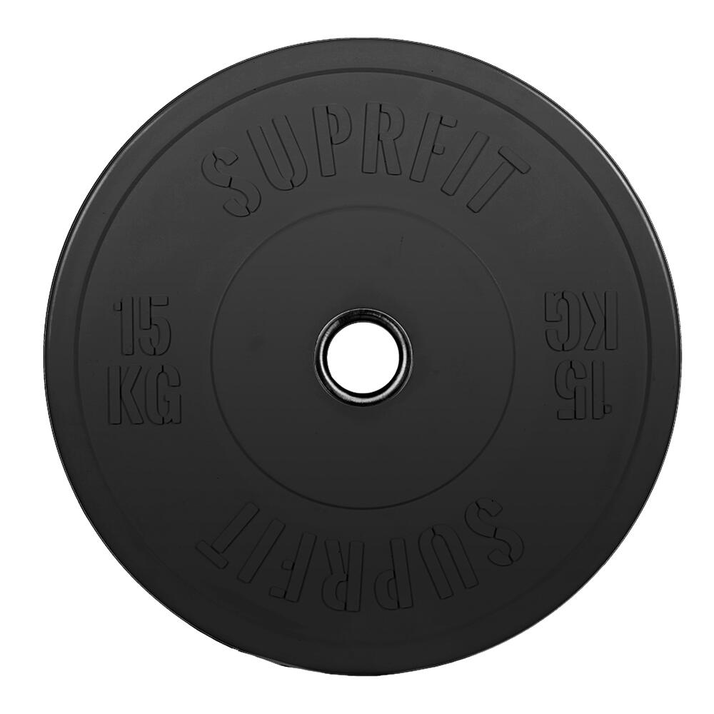 Suprfit - Suprfit Econ Bumper Plate (seul) - 15 Kg - Poids De Musculation - Noir - 15 Kg - Decathlon