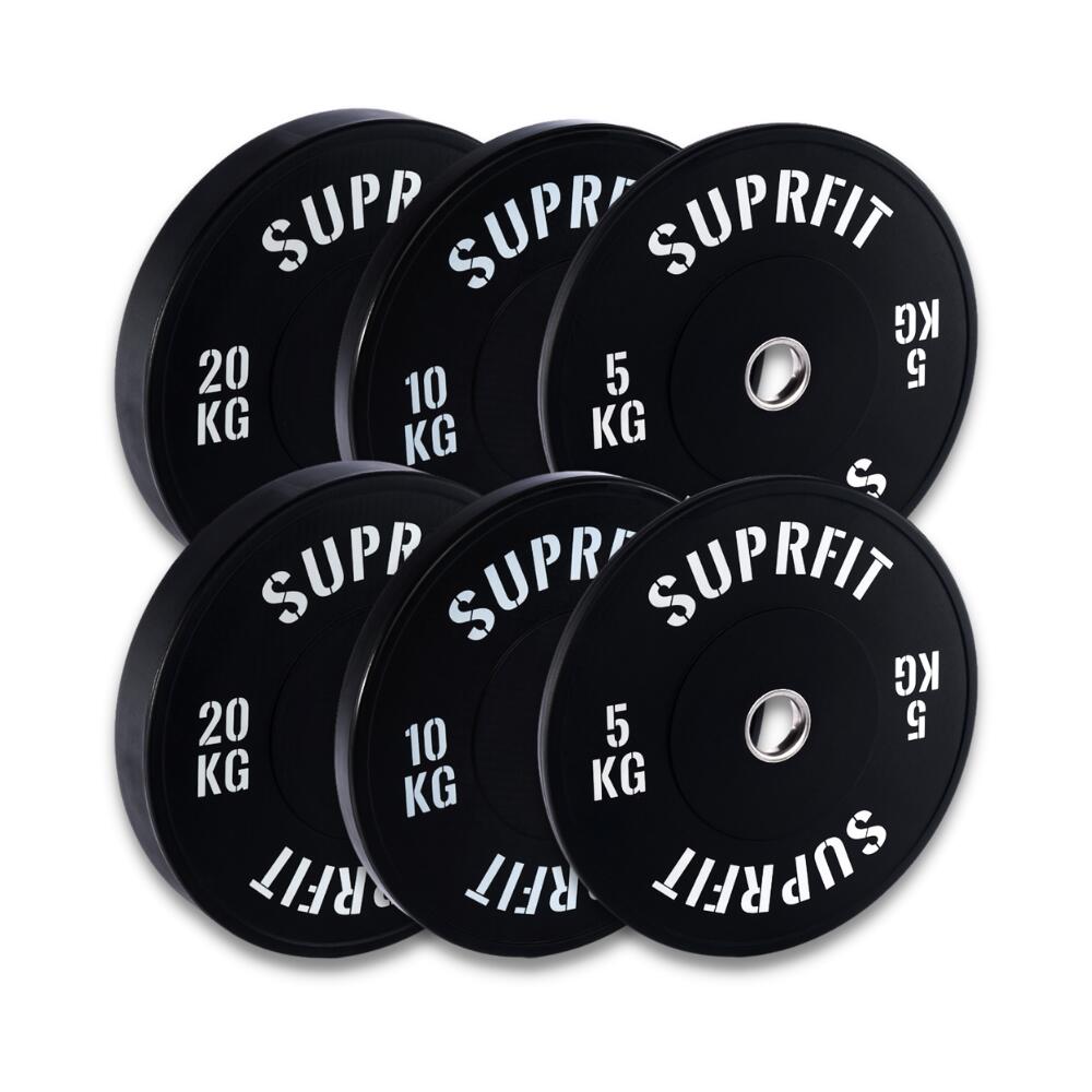 SUPRFIT Suprfit Econ Bumper Plates White Logo Set, 70 kg, Ohne Hantelstange