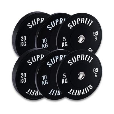 Suprfit econ bumper plates white logo set. 70 kg. zonder halterstang