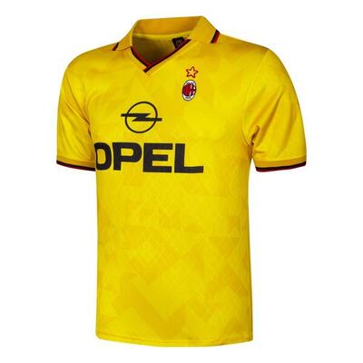 Retro voetbalshirt - heren - ac milan 1996 - geel