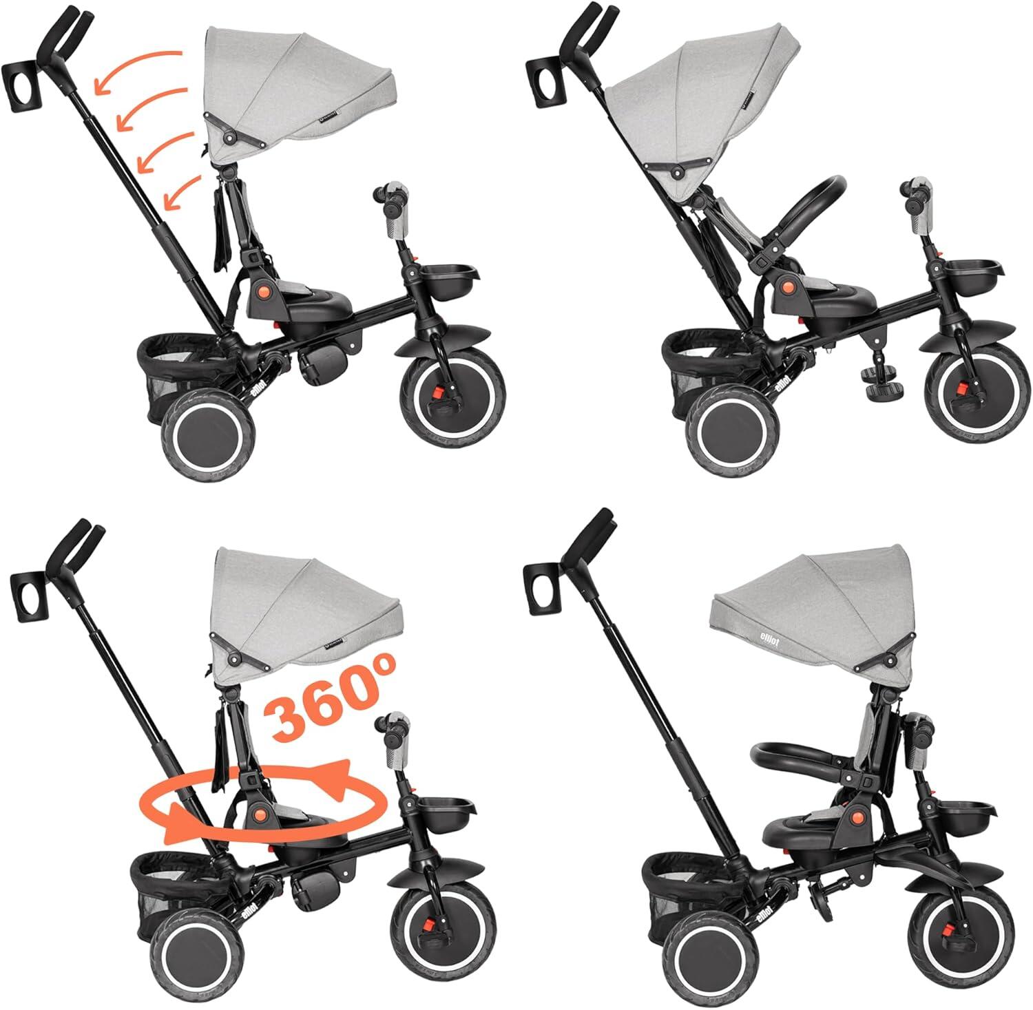 Olmitos - Triciclo Evolutivo Elliot 360º - Asiento Giratorio, Respaldo Ajustable 4/5