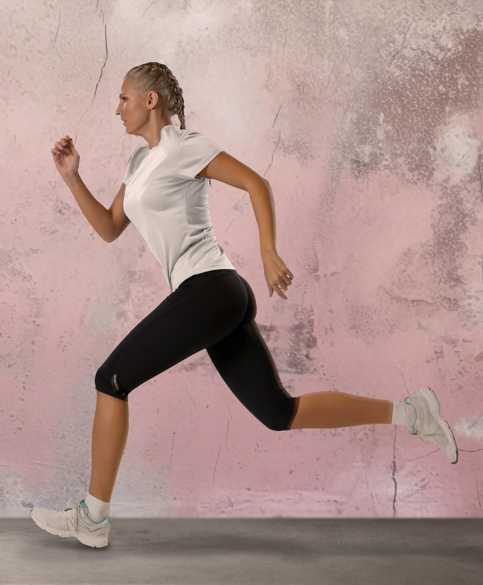 Camiseta Running Manga Corta para Niña Asioka PO Blanco.Transpirable 2/7