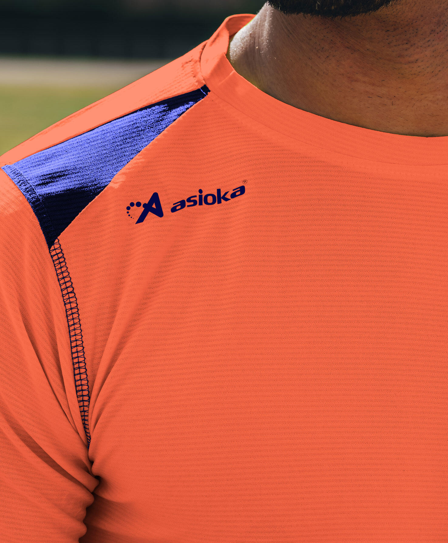 Camisola de corrida de manga curta para homem Asioka Volga Laranja.Respirável 4/7