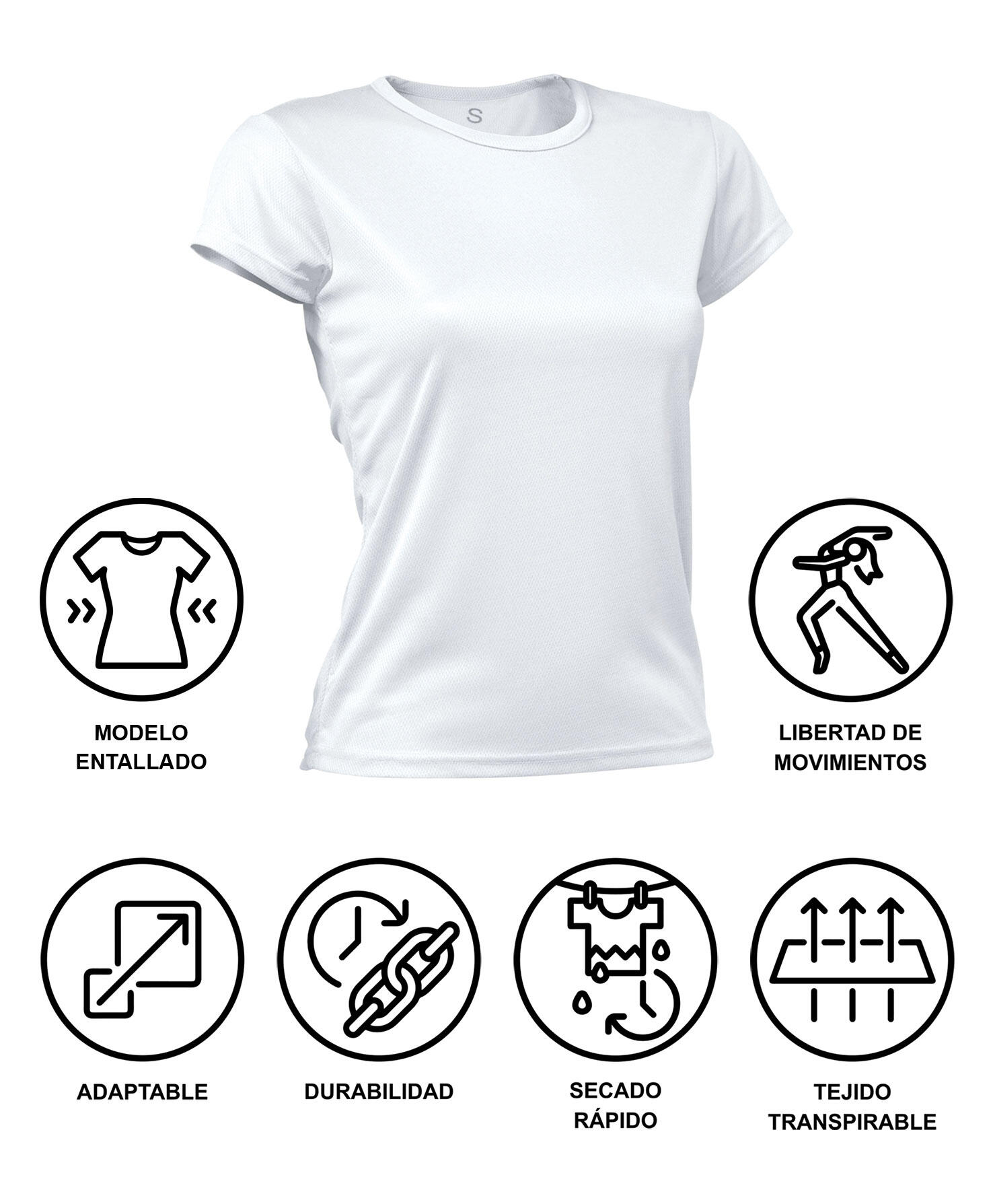 Camiseta Running Manga Corta para Niña Asioka PO Blanco.Transpirable 6/7