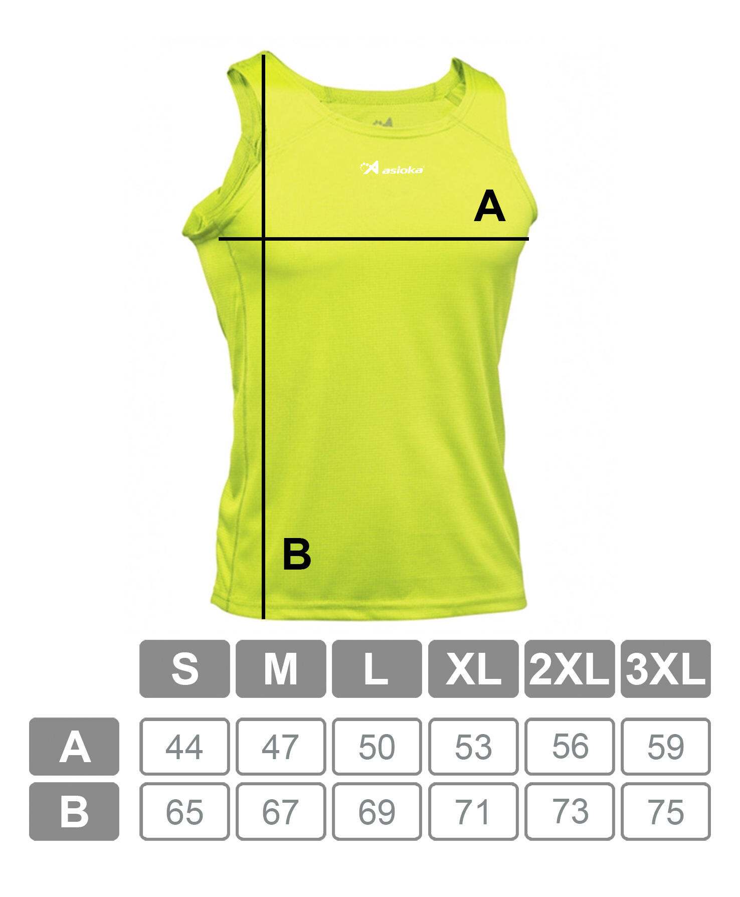 Camisola de corrida para homem sem mangas Asioka TIBER Amarelo Fluor. Respirável 5/7