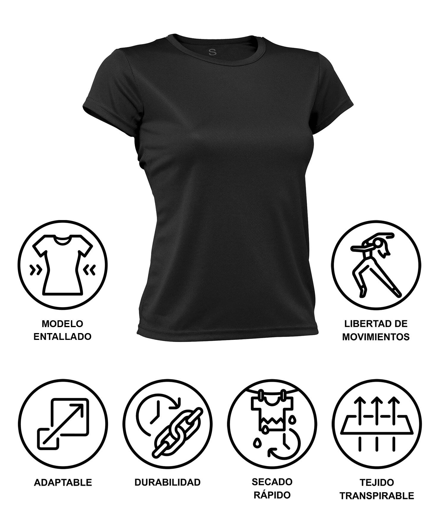 T-shirt de corrida Preto de manga curta Asioka PO para menina.Respirável 6/7