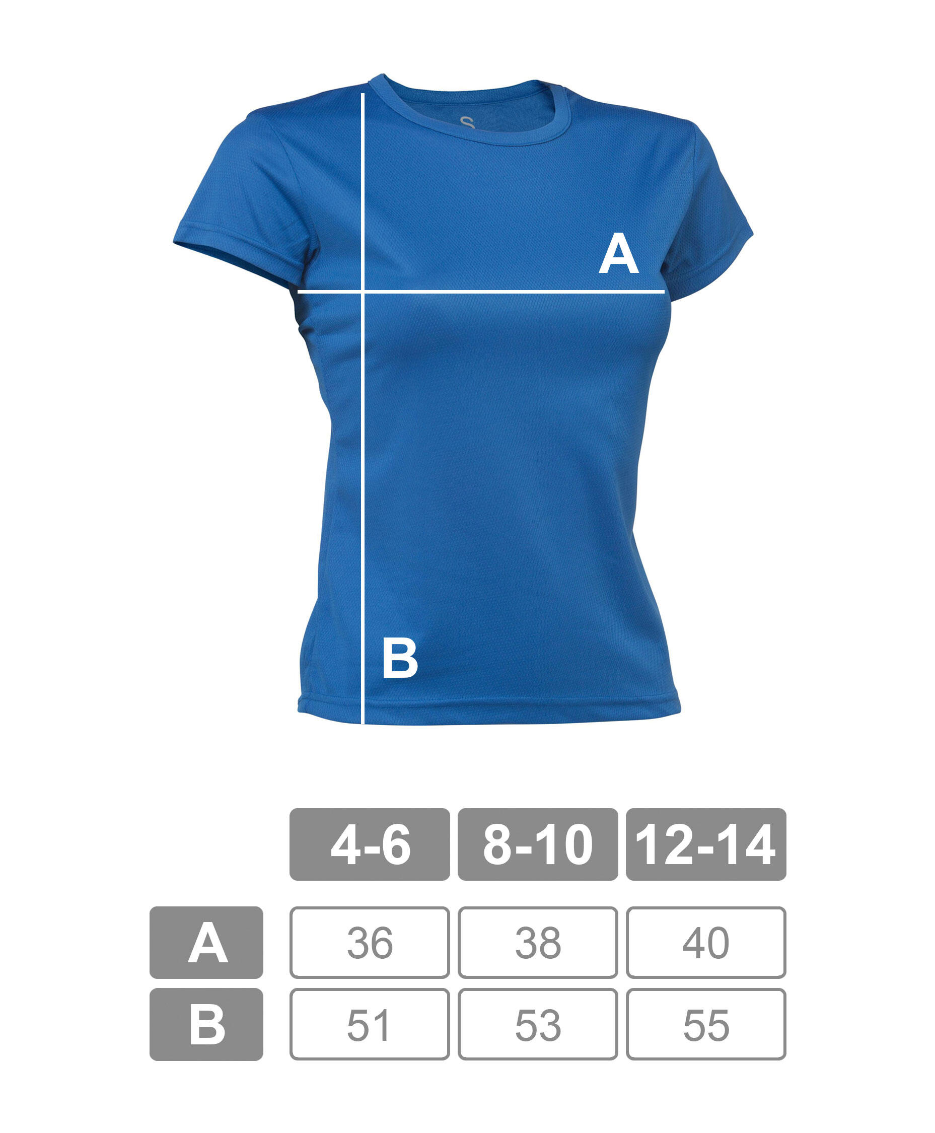 Camiseta Running Manga Corta para Niña Asioka PO Azul Royal.Transpirable 5/7